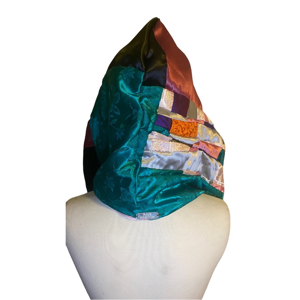 Patchwork Rave Festival Hood With Chain Handmade - Picture 3 of 8